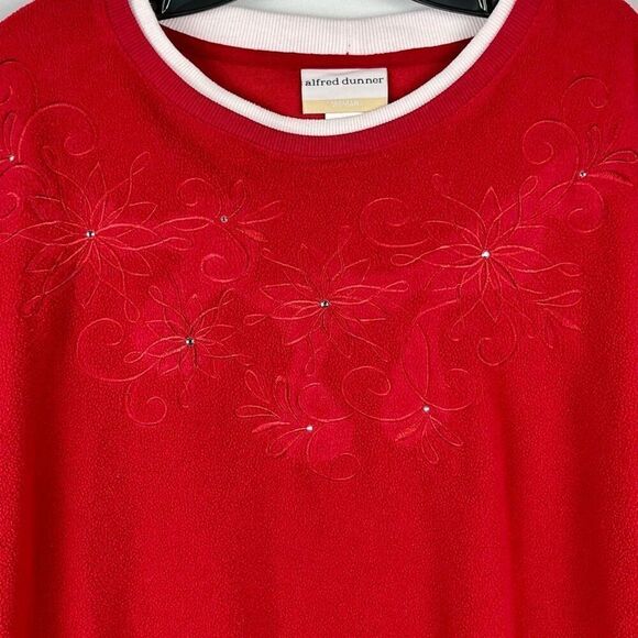 Alfred Dunner Red Floral Embroidered Sweatshirt 2X - Picture 2 of 10